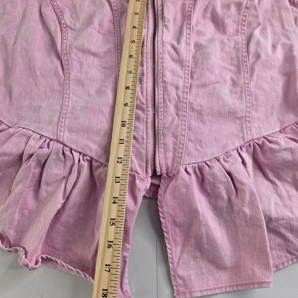 Future Collective W/Gabriella Sleeveless Denim Corset Top Sz L Pink 2887-BE - Picture 9 of 15